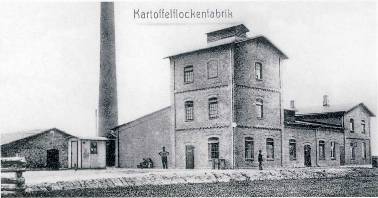Kartoffelflockenfabrik in Zarrentin um 1916, Inhaber Wilhelm Plückhahn